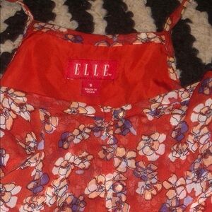 Elle Red Floral Dress with White and Purple Accents
